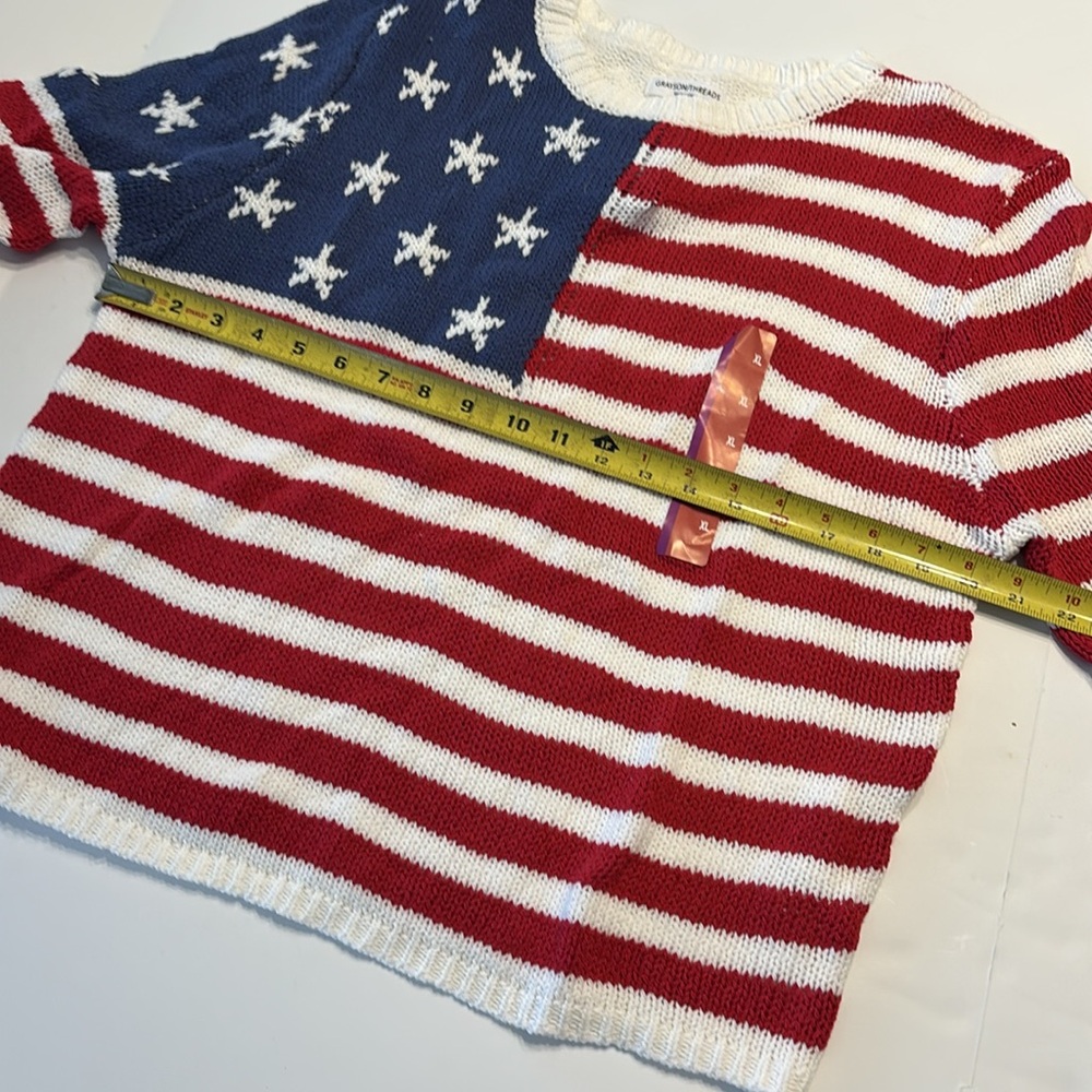Grayson Threads American Flag Long Sleeve Lightweight Knit Sweater - Picture 11 of 15